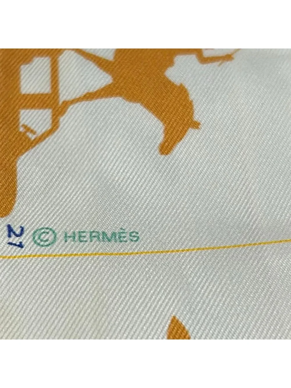 Hermes Scarf Twill White Multi Ribbon Parade